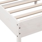 vidaXL Cadru de pat fără saltea, alb, 135x190 cm, lemn masiv de pin