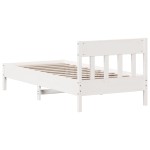 vidaXL Cadru de pat fără saltea, alb, 75x190 cm, lemn masiv de pin