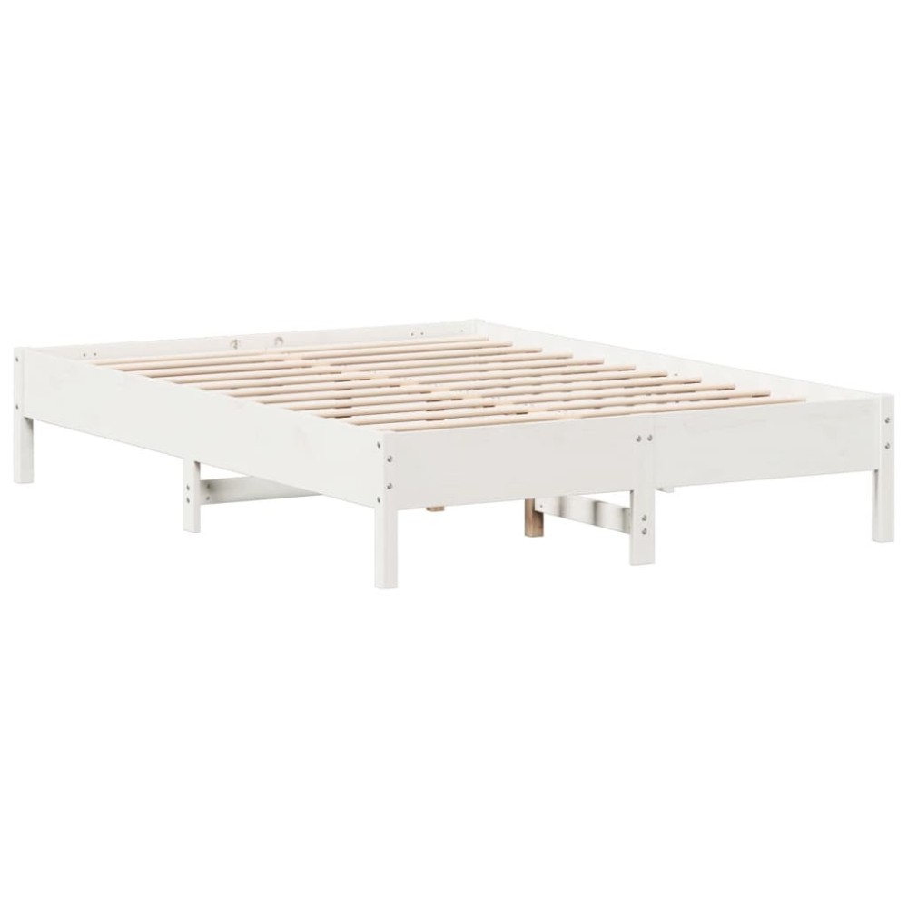 vidaXL Cadru de pat fără saltea, alb, 150x200 cm, lemn masiv pin