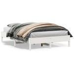 vidaXL Cadru de pat fără saltea, alb, 150x200 cm, lemn masiv pin vidaXL Cadru de pat fără saltea, alb, 150x200 cm, lemn masiv pin