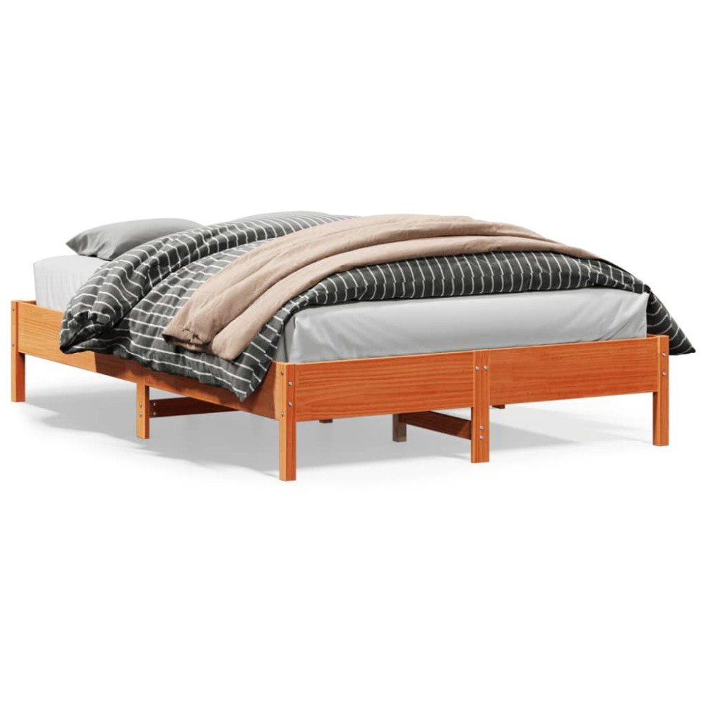 vidaXL Cadru de pat fără saltea, maro ceruit 140x200 cm lemn masiv pin