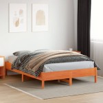 vidaXL Cadru de pat fără saltea, maro ceruit 140x200 cm lemn masiv pin vidaXL Cadru de pat fără saltea, maro ceruit 140x200 cm lemn masiv pin