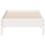 vidaXL Cadru de pat fără saltea, alb, 90x200 cm, lemn masiv pin