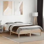 vidaXL Cadru de pat fără saltea, 140x190 cm, lemn masiv de pin