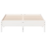 vidaXL Cadru de pat fără saltea, alb, 135x190 cm, lemn masiv de pin