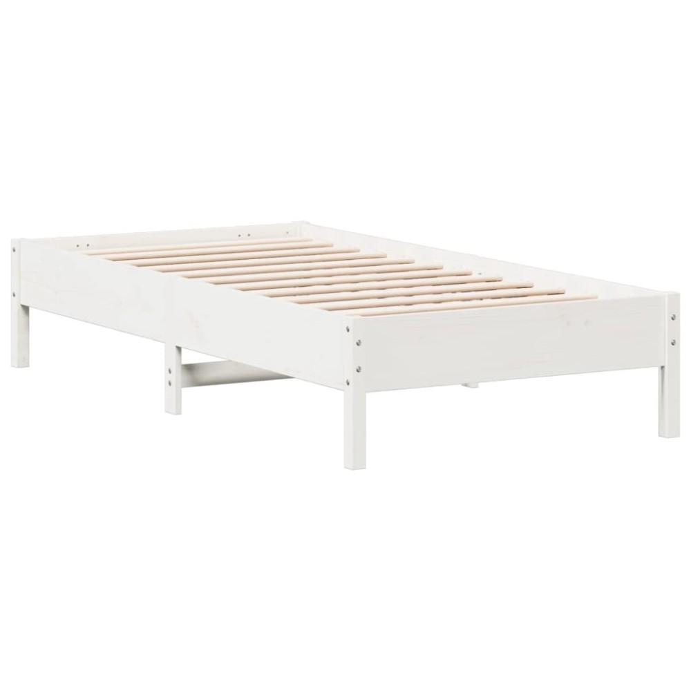 vidaXL Cadru de pat fără saltea, alb, 75x190 cm, lemn masiv de pin