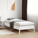 vidaXL Cadru de pat fără saltea, alb, 75x190 cm, lemn masiv de pin