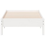vidaXL Cadru de pat fără saltea, alb, 75x190 cm, lemn masiv de pin