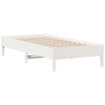 vidaXL Cadru de pat fără saltea, alb, 75x190 cm, lemn masiv de pin
