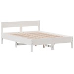 vidaXL Cadru de pat fără saltea, alb, 150x200 cm, lemn masiv pin vidaXL Cadru de pat fără saltea, alb, 150x200 cm, lemn masiv pin