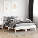 vidaXL Cadru de pat fără saltea, alb, 150x200 cm, lemn masiv pin vidaXL Cadru de pat fără saltea, alb, 150x200 cm, lemn masiv pin