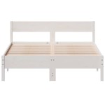 vidaXL Cadru de pat fără saltea, alb, 150x200 cm, lemn masiv pin vidaXL Cadru de pat fără saltea, alb, 150x200 cm, lemn masiv pin
