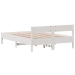 vidaXL Cadru de pat fără saltea, alb, 150x200 cm, lemn masiv pin vidaXL Cadru de pat fără saltea, alb, 150x200 cm, lemn masiv pin