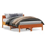 vidaXL Cadru de pat fără saltea, maro ceruit 150x200 cm lemn masiv pin vidaXL Cadru de pat fără saltea, maro ceruit 150x200 cm lemn masiv pin