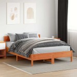 vidaXL Cadru de pat fără saltea, maro ceruit 150x200 cm lemn masiv pin vidaXL Cadru de pat fără saltea, maro ceruit 150x200 cm lemn masiv pin