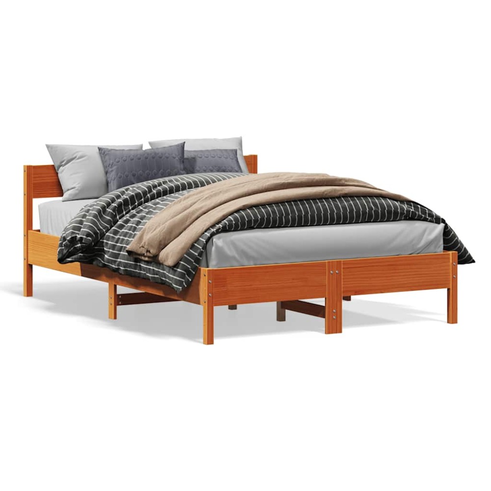 vidaXL Cadru de pat fără saltea, maro ceruit 140x200 cm lemn masiv pin