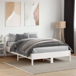 vidaXL Cadru de pat fără saltea, alb, 140x190 cm, lemn masiv de pin vidaXL Cadru de pat fără saltea, alb, 140x190 cm, lemn masiv de pin