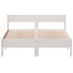 vidaXL Cadru de pat fără saltea, alb, 140x190 cm, lemn masiv de pin vidaXL Cadru de pat fără saltea, alb, 140x190 cm, lemn masiv de pin