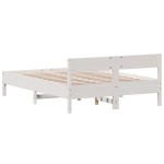 vidaXL Cadru de pat fără saltea, alb, 120x190 cm, lemn masiv pin