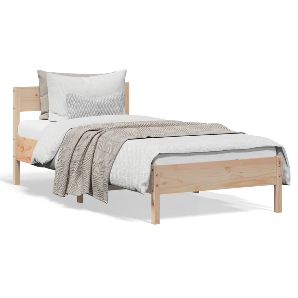 vidaXL Cadru de pat fără saltea, 75x190 cm, lemn masiv de pin