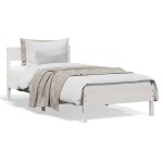 vidaXL Cadru de pat fără saltea, alb, 75x190 cm, lemn masiv de pin