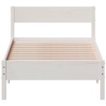 vidaXL Cadru de pat fără saltea, alb, 75x190 cm, lemn masiv de pin