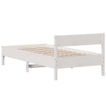 vidaXL Cadru de pat fără saltea, alb, 75x190 cm, lemn masiv de pin