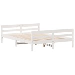 vidaXL Cadru de pat fără saltea, alb, 140x200 cm, lemn masiv pin vidaXL Cadru de pat fără saltea, alb, 140x200 cm, lemn masiv pin