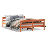 vidaXL Cadru de pat fără saltea, maro ceruit 140x200 cm lemn masiv pin vidaXL Cadru de pat fără saltea, maro ceruit 140x200 cm lemn masiv pin