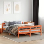 vidaXL Cadru de pat fără saltea, maro ceruit 140x200 cm lemn masiv pin vidaXL Cadru de pat fără saltea, maro ceruit 140x200 cm lemn masiv pin