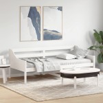 vidaXL Pat de zi fără saltea, alb, 80x200 cm, lemn masiv pin vidaXL Pat de zi fără saltea, alb, 80x200 cm, lemn masiv pin
