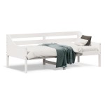 vidaXL Pat de zi fără saltea, alb, 90x190 cm, lemn masiv pin vidaXL Pat de zi fără saltea, alb, 90x190 cm, lemn masiv pin