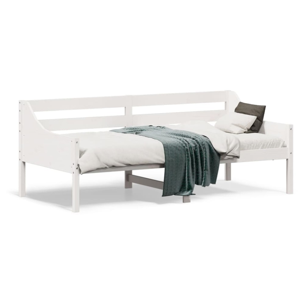 vidaXL Pat de zi fără saltea alb 75x190 cm lemn masiv de pin