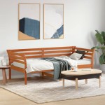 vidaXL Pat de zi fără saltea ceară maro 75x190 cm lemn masiv de pin