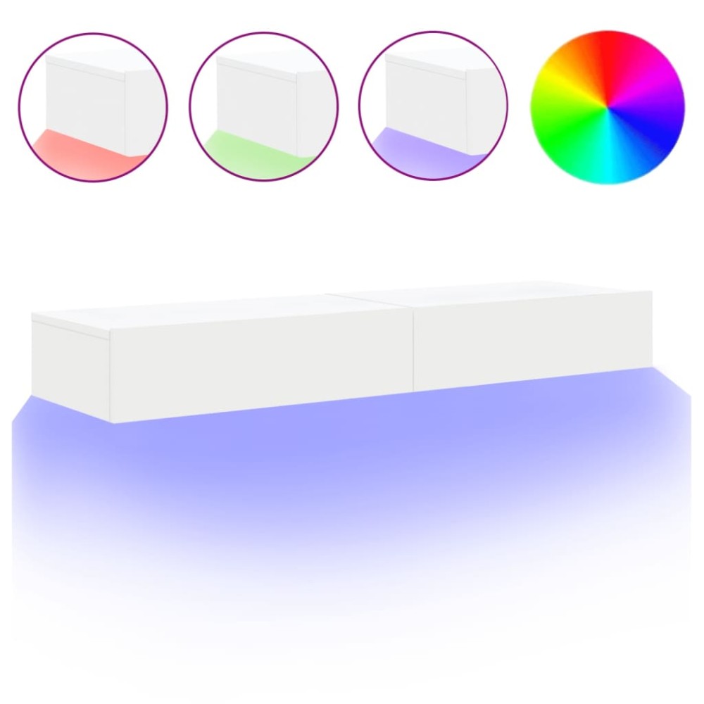 vidaXL Dulapuri TV cu lumini LED, 2 buc., alb, 60x35x15,5 cm
