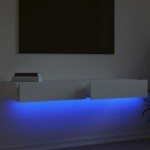 vidaXL Dulapuri TV cu lumini LED, 2 buc., alb, 60x35x15,5 cm