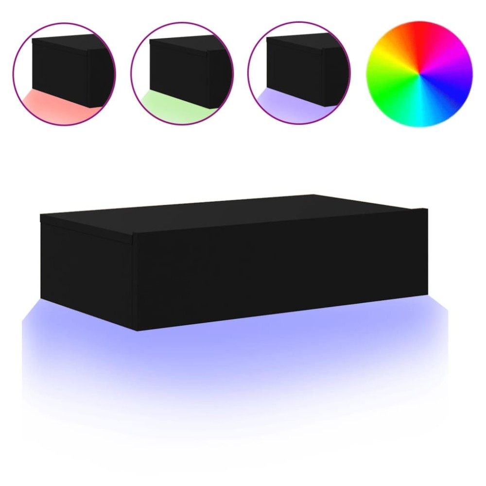 vidaXL Comodă TV cu lumini LED, negru, 60x35x15,5 cm