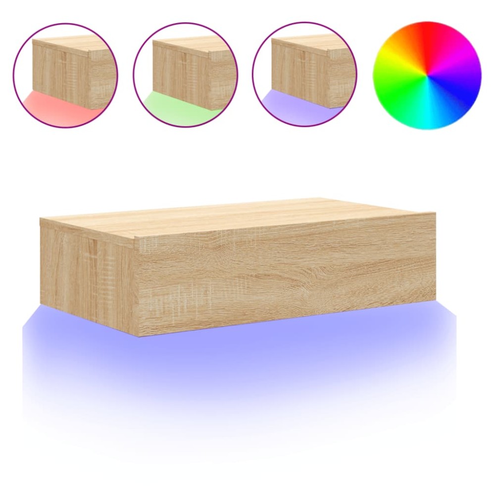 vidaXL Comodă TV cu lumini LED, stejar sonoma, 60x35x15,5 cm