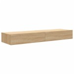 vidaXL Comode TV cu lumini LED, 2 buc., stejar sonoma, 60x35x15,5 cm