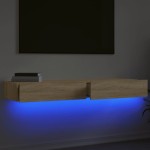 vidaXL Comode TV cu lumini LED, 2 buc., stejar sonoma, 60x35x15,5 cm