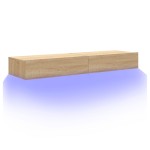vidaXL Comode TV cu lumini LED, 2 buc., stejar sonoma, 60x35x15,5 cm
