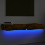 vidaXL Comode TV cu lumini LED, 2 buc., stejar fumuriu, 60x35x15,5 cm