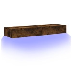 vidaXL Comode TV cu lumini LED, 2 buc., stejar fumuriu, 60x35x15,5 cm