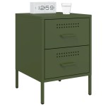 vidaXL Noptiere, 2 buc., verde olive, 36x39x50,5 cm, oțel vidaXL Noptiere, 2 buc., verde olive, 36x39x50,5 cm, oțel