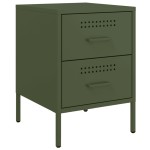 vidaXL Noptiere, 2 buc., verde olive, 36x39x50,5 cm, oțel vidaXL Noptiere, 2 buc., verde olive, 36x39x50,5 cm, oțel