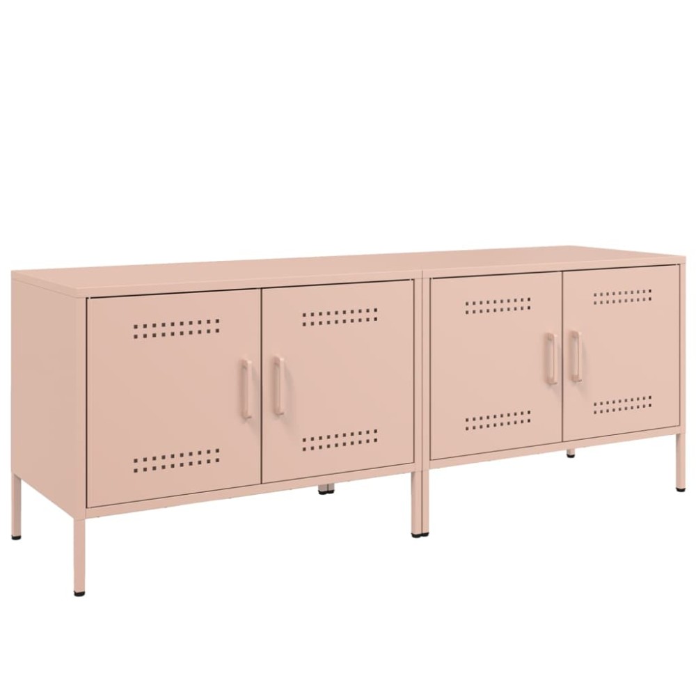vidaXL Dulapuri TV, 2 buc., roz, 68x39x50,5 cm, oțel