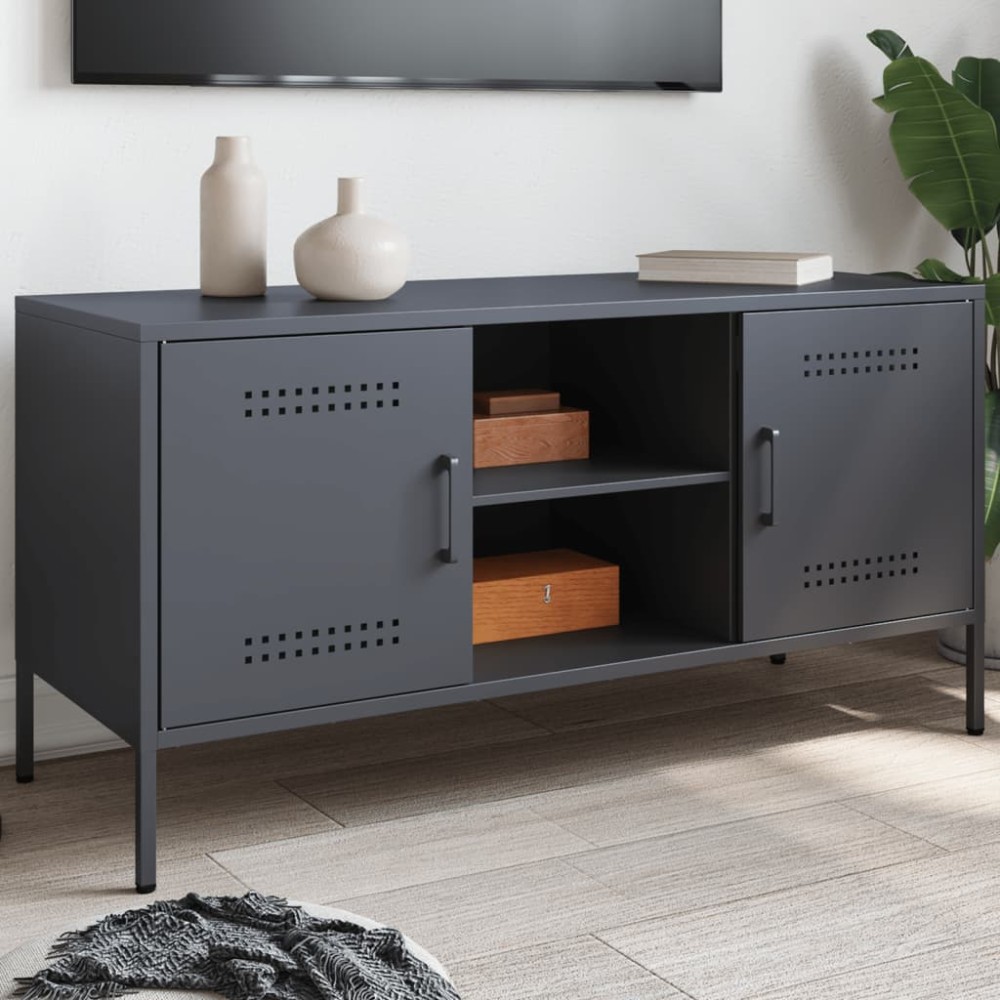 vidaXL Dulap TV, antracit, 100,5x39x50,5 cm, oțel