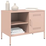 vidaXL Dulap TV, roz, 68x39x50,5 cm, oțel vidaXL Dulap TV, roz, 68x39x50,5 cm, oțel
