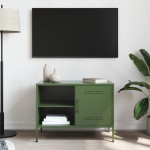vidaXL Dulap TV, verde măsliniu, 68x39x50,5 cm, oțel vidaXL Dulap TV, verde măsliniu, 68x39x50,5 cm, oțel