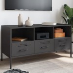 vidaXL Dulap TV, negru, 100,5x39x50,5 cm, oțel